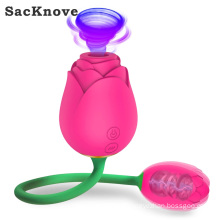 SacKnove 2 In 1 Sucking Vibrating G Spot Clitoris Stimulator Extended Flower Sucker Rose Vibrator Sex Toys For Woman